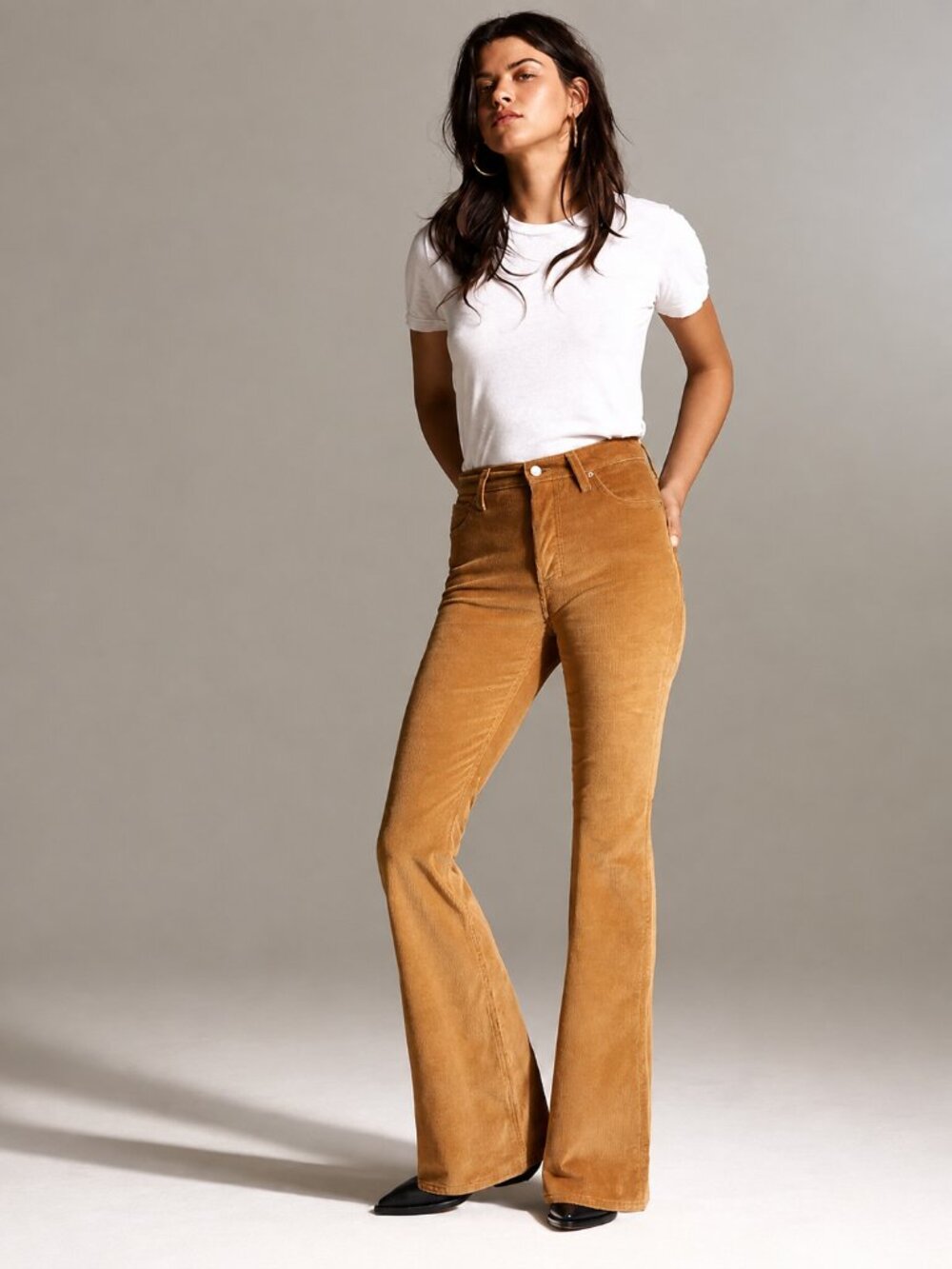 ARITZIA DENIM FORUM The Marianne Flare Leg Corduroy Pants Tan Western Boho 30